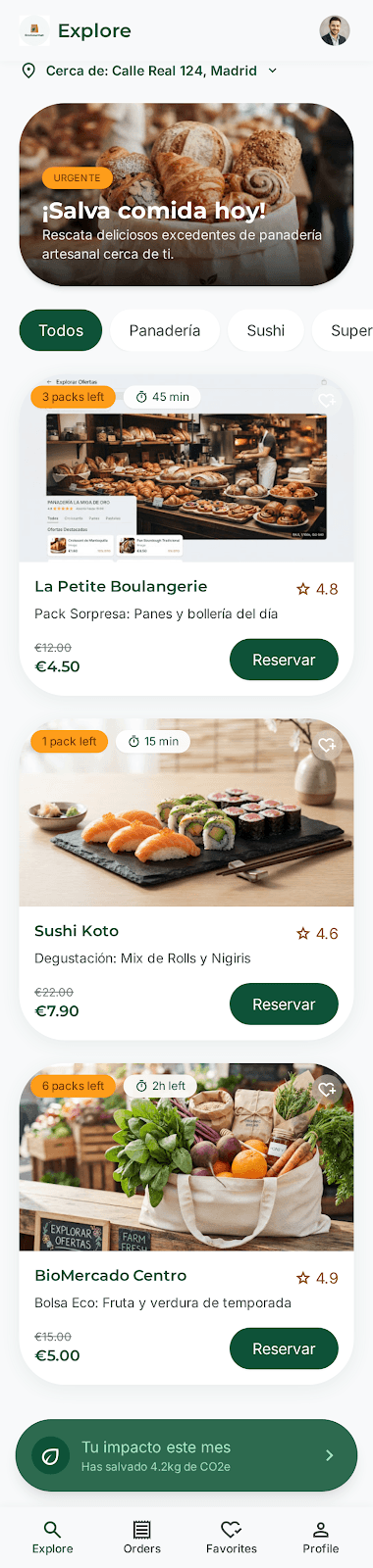 Pantalla móvil de Pa Lleva para explorar ofertas disponibles
